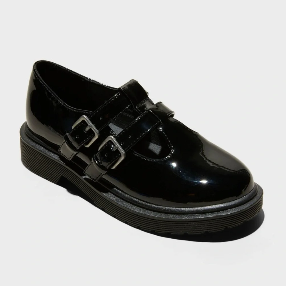 Art Class Eden Mary Jane Black Patent Dress Shoe Flats Faux Leather